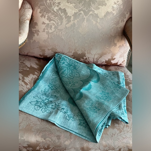 Rare Vintage but new not used European pure linen table cloth square Decor lux - Picture 13 of 15